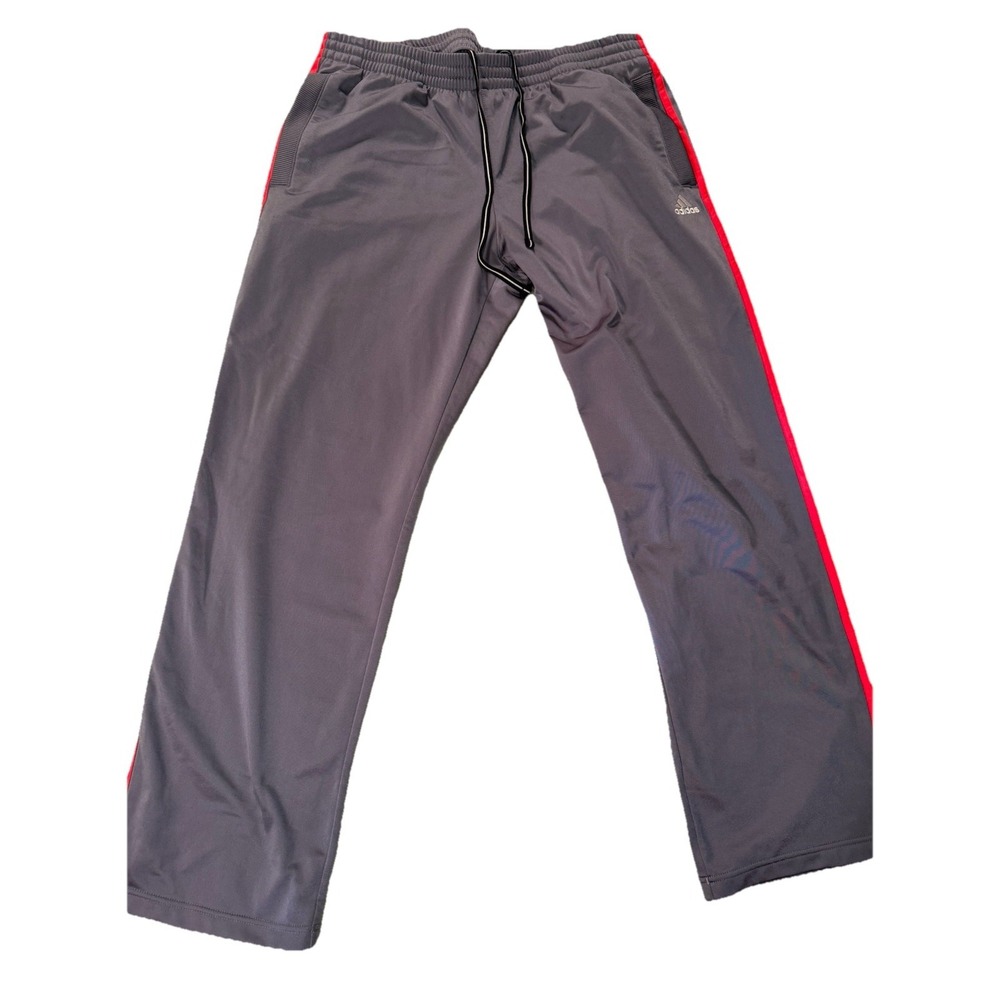 Adidas Grey Track Pants w/ 3 red stripes size Large